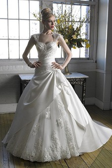 Abito da sposa Lungo maniche ad aletta Chiesa A-Line Naturale collo Sweetheart