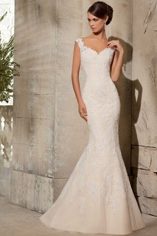 Abito da sposa indietro trasparente Maniche Corte trendiness A-Line