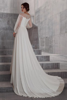 Abito da sposa Chiffon Quanto Piccola t Perla Maniche Lunghe Naturale