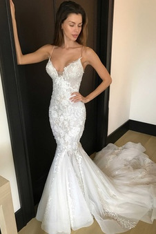 Abito da sposa Sirena Lungo tessuto Senza Maniche Primavera completo