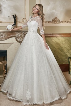 Abito da sposa Applique Naturale Quanto Lungo Bateau Primavera