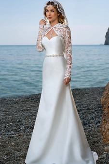 Abito da sposa Sirena Perla Spiaggia collo Sweetheart Naturale Lungo