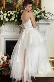 Abito da sposa Cuore unbacked Asimmetrici Applique Senza Maniche tessuto