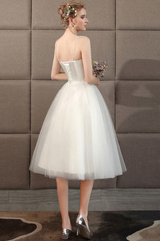 Abito da sposa Spaghetti spalline Bendaggio Naturale Estate Tulle