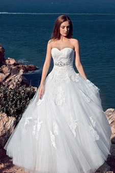 Abito da sposa Pizzo Formale Applique Allacciato Primavera Spiaggia