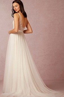 Abito da sposa Semplici Senza Maniche Lungo all'aperto V-Scollo Tulle