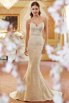 Abiti da sposa Scollo a Cuore Lungo All Aperto Allacciato Applique