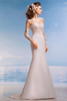 Abito da sposa Sexy Maniche Lunghe Naturale Sirena Allacciato Piccola t