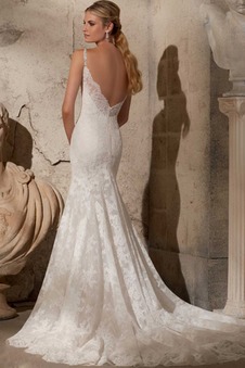 Abito da sposa Gonna lunga Schiena Nuda Applique Naturale Senza Maniche