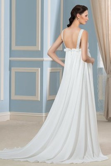 Abito da sposa Impero Corpetto Pieghe Autunno Chiffon Bottone Semplici