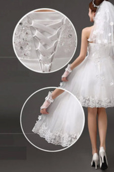 Abito da sposa Farfalla Ornamento A-Line Senza Vita al ginocchio senza spalline