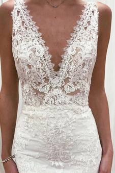 Abito da sposa Chiffon Breve treno Spiaggia Applique Cerniera Corpo a pera