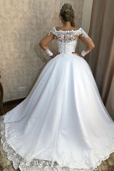 Abito da sposa Pizzo Quanto Maniche Lunghe A-Line Lungo Formale