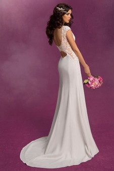 Abito da sposa sirena Raso elastico Gonna lunga Applique Naturale