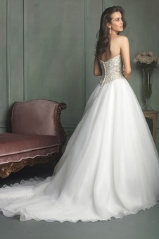 Abito da sposa Organza ambra Chiesa Cuore Ball Gown Lungo Schiena Nuda