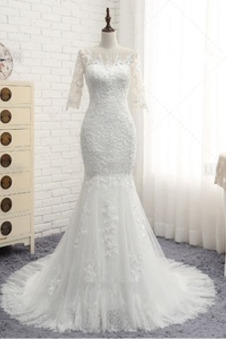 Abito da sposa Pizzo Overlay Piccola t Shiena Sheer Naturale Tulle