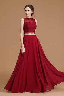 Abito da damigella Sexy A-Line Chiffon in pizzo Naturale Alle Caviglie