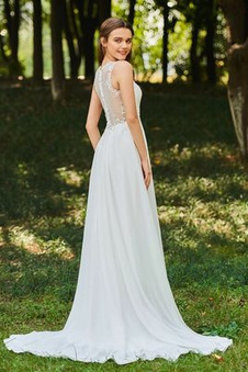 Abito da sposa Magro Schiena Nuda Oscillare A-Line Chiffon V-Scollo