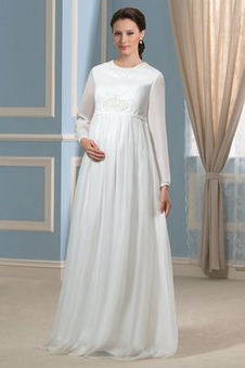 Abito da sposa Inverno Chiffon Cerniera gonna a vita alta gonna Impero