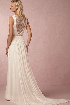 Abito da sposa Chiffon Scollo a v V Gonna lunga Tubino Alta Coperta