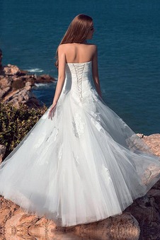 Abito da sposa Pizzo Formale Applique Allacciato Primavera Spiaggia