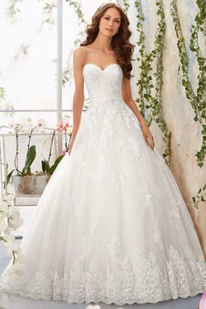 Abito da sposa Cuore Senza Maniche completo Lungo A-Line Pizzo francese