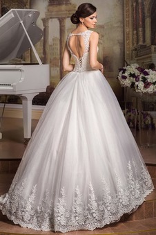 Abito da sposa Senza Maniche Lungo Bendaggio Tulle Primavera decorato