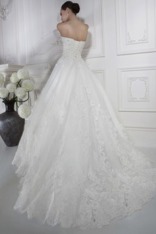 Abito da sposa Tulle Cuore A-Line Gonna lunga Primavera Formale