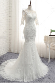 Abito da sposa Pizzo Overlay Piccola t Shiena Sheer Naturale Tulle