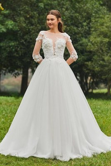 Abito da sposa Inverno Bateau trendiness all'aperto A-Line Naturale