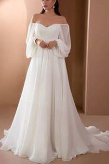 Abito da sposa sarsenet Maniche Lunghe Impero Profondo scollo a v