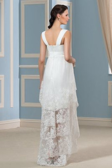 Abito da sposa Cerniera Pizzo francese Sexy alta vita/cintola barre asimmetrici