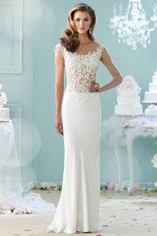 Abito da sposa Raso elastico Cappellini Applique Lungo foglia guaina