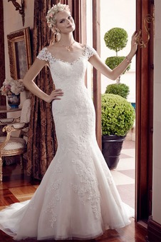 Abito da sposa Sirena All Aperto Naturale Applique Cappellini Gonna lunga