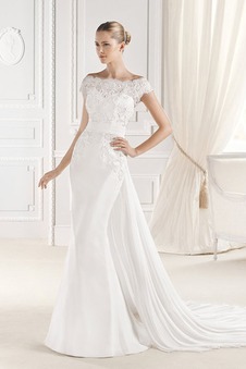 Abito da sposa All Aperto Applique Shiena Sheer Lungo odest Bateau