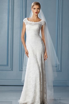 Abito da sposa inobtrusive Applique Gonna lunga Tubino Con Velo Naturale