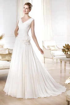 Abito da sposa a linea Bassa Fiore Gonna lunga Maniche Corte inobtrusive