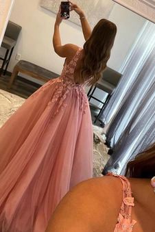 Abito da ballo Tulle Corpo a pera V-Scollo Lungo Naturale Senza Maniche
