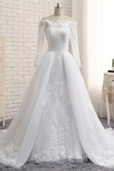 Abito da sposa Vintage in pizzo Inverno Quanto Lungo A-Line