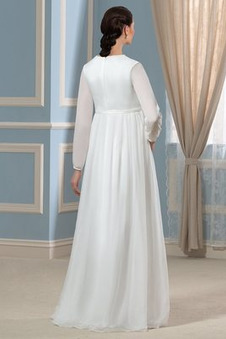 Abito da sposa Inverno Chiffon Cerniera gonna a vita alta gonna Impero