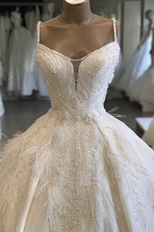 Abito da sposa Spaghetti spalline a linea Clessidra Autunno Corpetto ingioiellato