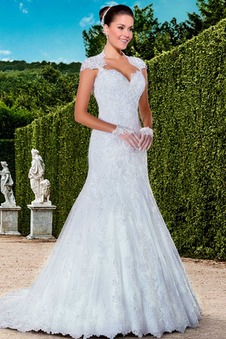 Abito da sposa moda Queen Anne Maniche Corte All Aperto Naturale Gonna lunga