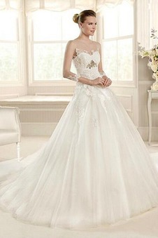 Abito da sposa Quanto A-Line Shiena Sheer Primavera alta vita/cintola