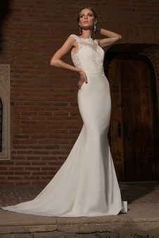 Abito da sposa Sirena Bateau Primavera unbacked Maniche Corte maniche ad aletta