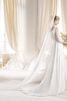 Abito da sposa Con Velo Mezza Coperta Naturale A-Line Chiffon all'aperto