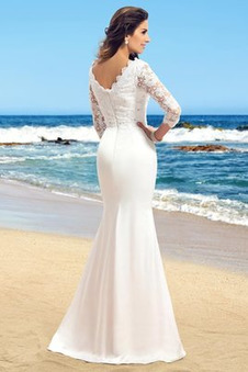 Abito da sposa Pizzo Senza Maniche Magro Cerniera Spiaggia Semplici