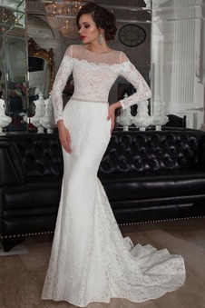 Abito da sposa Pizzo Bateau Naturale Gonna lunga Cristino Quanto