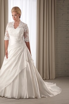 Abito da sposa Queen Anne collo Chiesa Primavera A-Line Naturale Bendaggio