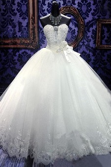 Abito da sposa Lungo Allacciato Perline Ballgown Belle Eleganti Senza Maniche