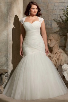 Abito da sposa Formale Tulle Cuore Maniche Corte sirena Chiesa